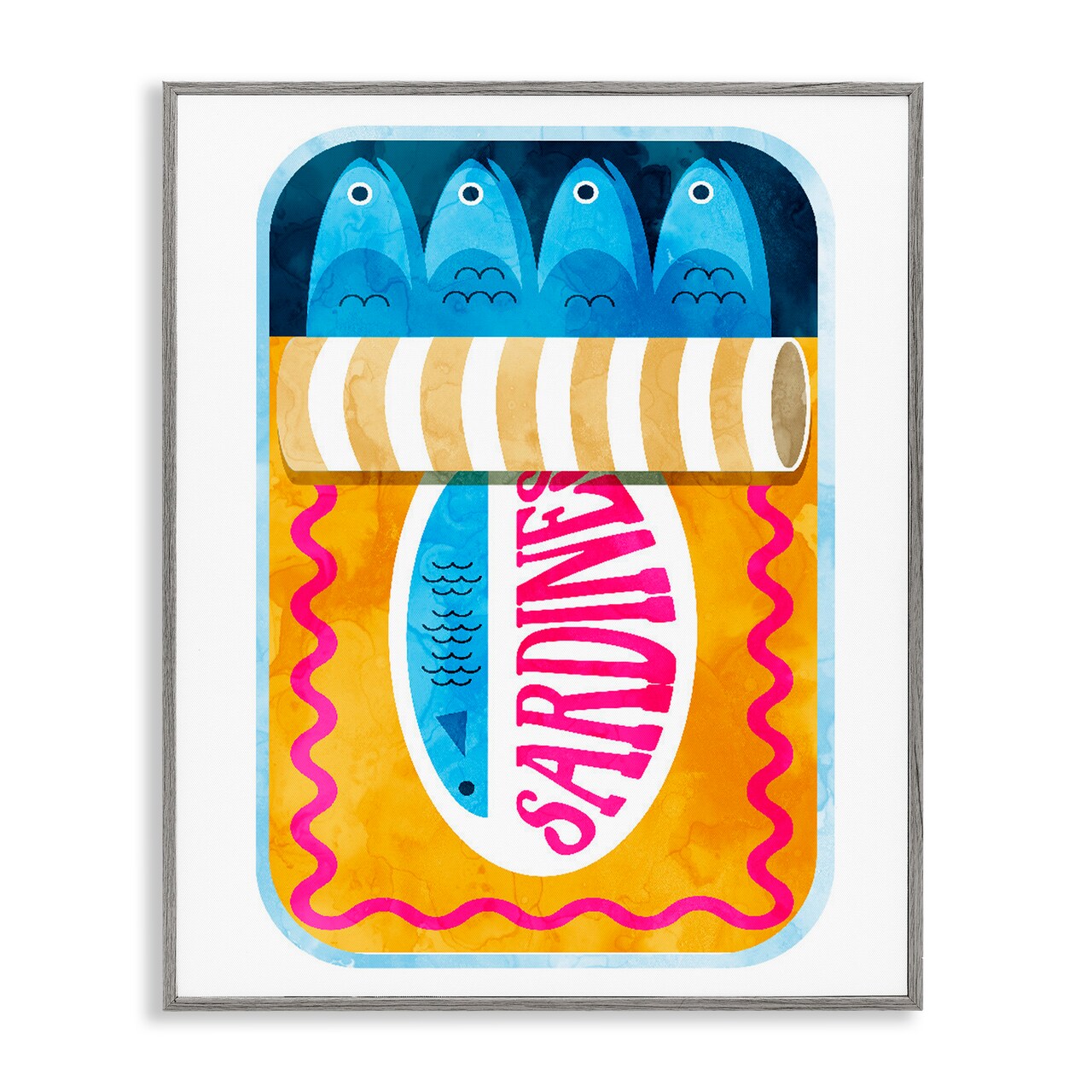 Stupell Industries Blue & Orange Canned Sardines Framed Giclee, design by Lil' Rue